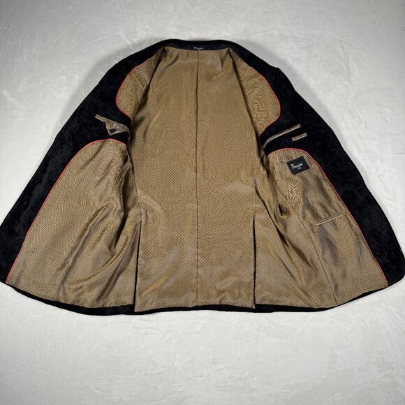 Bresciani Italy Blazer Men Size 40 Black Velour 2-Button Jacket Casual Party NWT - Picture 7 of 13